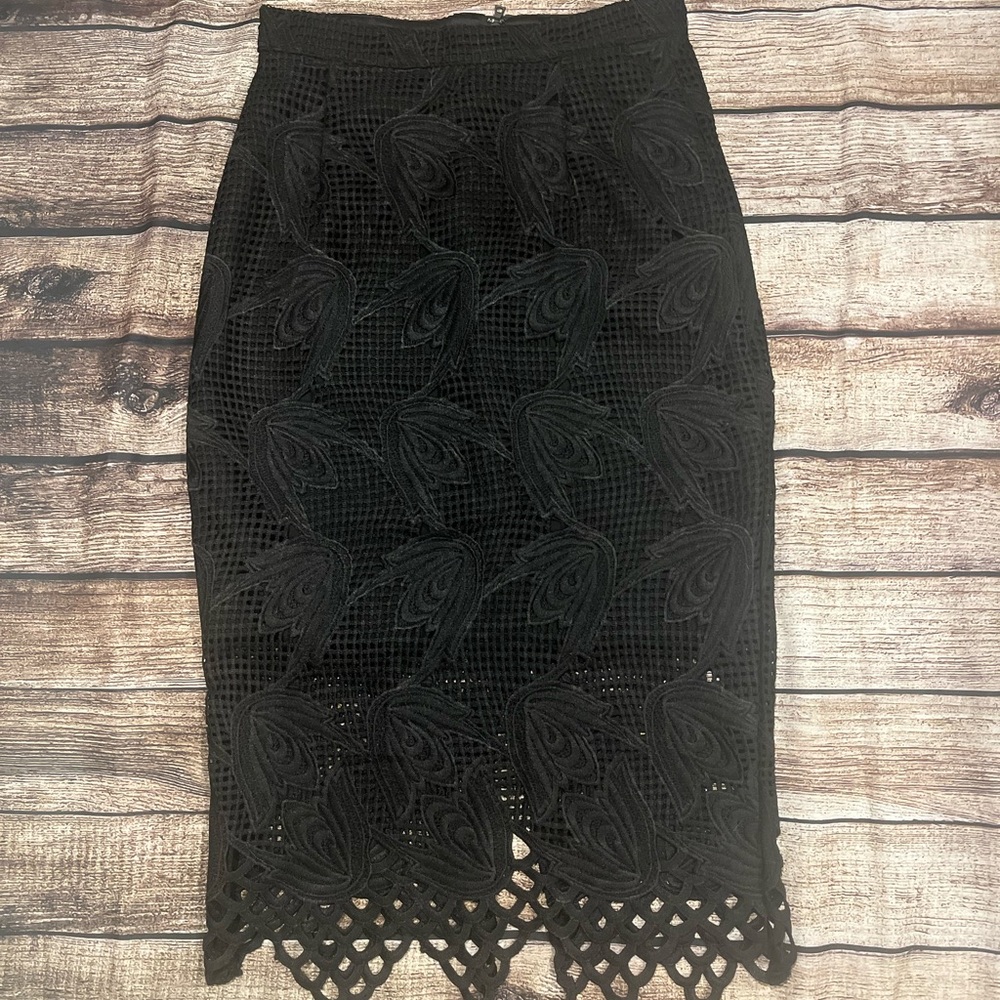 Bardot Elegant Black Lace Pencil Skirt Sz 4